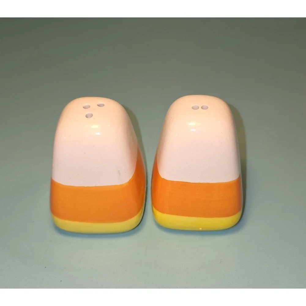 Retro Candy Corn Salt & Pepper Shakers Halloween Fall Summeroween Boo Bucket